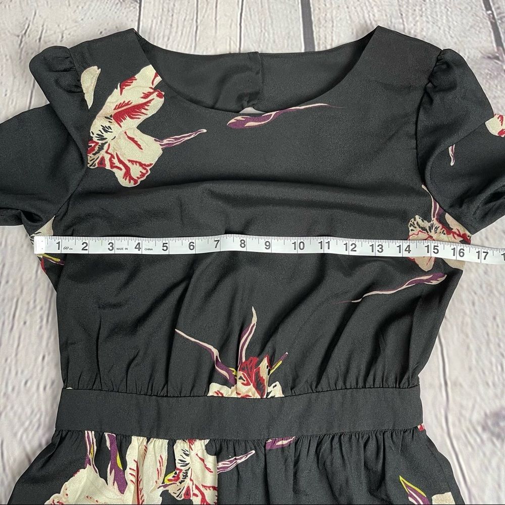 LADAKH Monique black floral mini dress, long sleeve, cut out back, size 4 - Picture 9 of 15